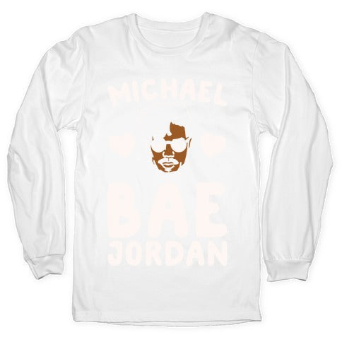 Michael Bae Jordan Parody White Print Longsleeve Tee
